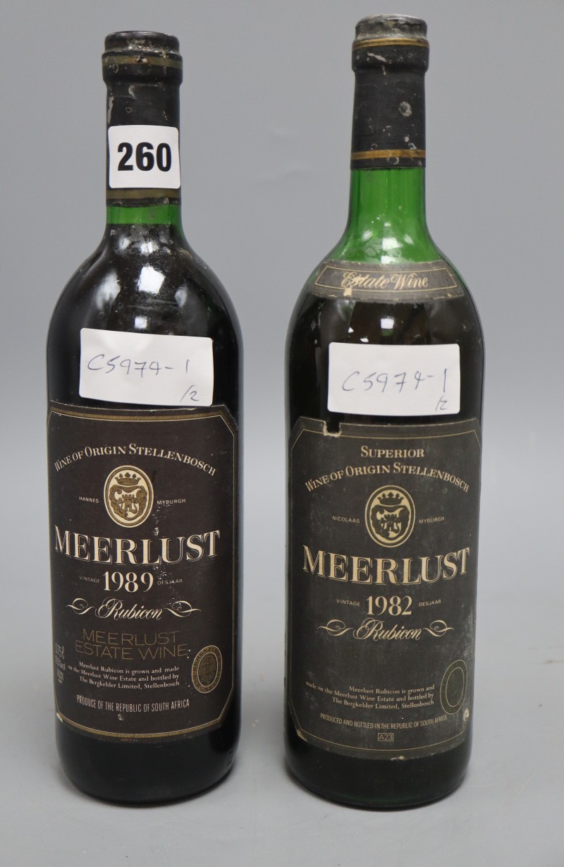 Two bottles of Meerlust, 1982 and 1989